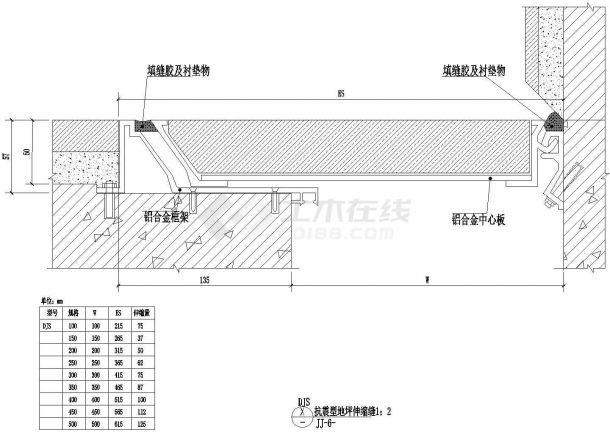 抗震型地坪伸缩缝CAD施工图设计-图一