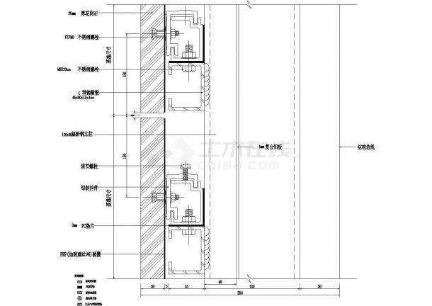 开放式石材幕墙节点2CAD施工图设计-图一