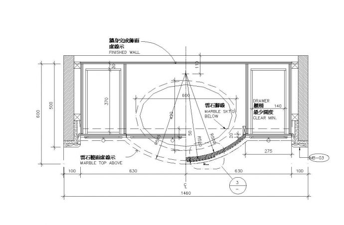 某城市房屋欧式客卫洗手台结构布置CAD参考详图_图1
