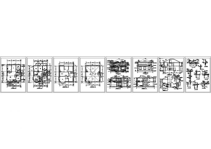 二层框架结构别墅建筑施工cad图(带阁楼设计)_图1