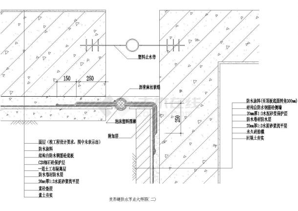 变形缝防水节点大样图(二)CAD施工图设计-图一