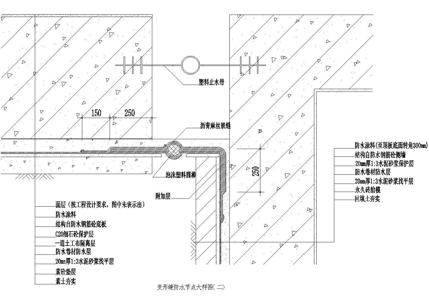 变形缝防水节点大样图(二)CAD施工图设计