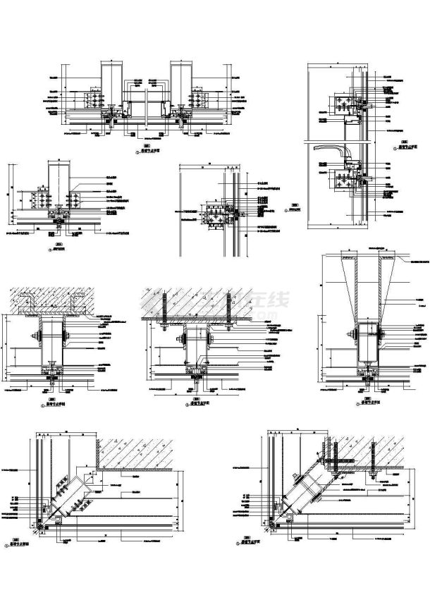 隐框玻璃幕墙窗结构节点CAD施工图设计(0001)-图一