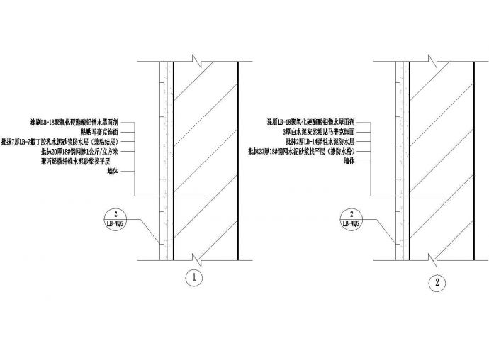 外墙马赛克构造层次CAD施工图设计_图1