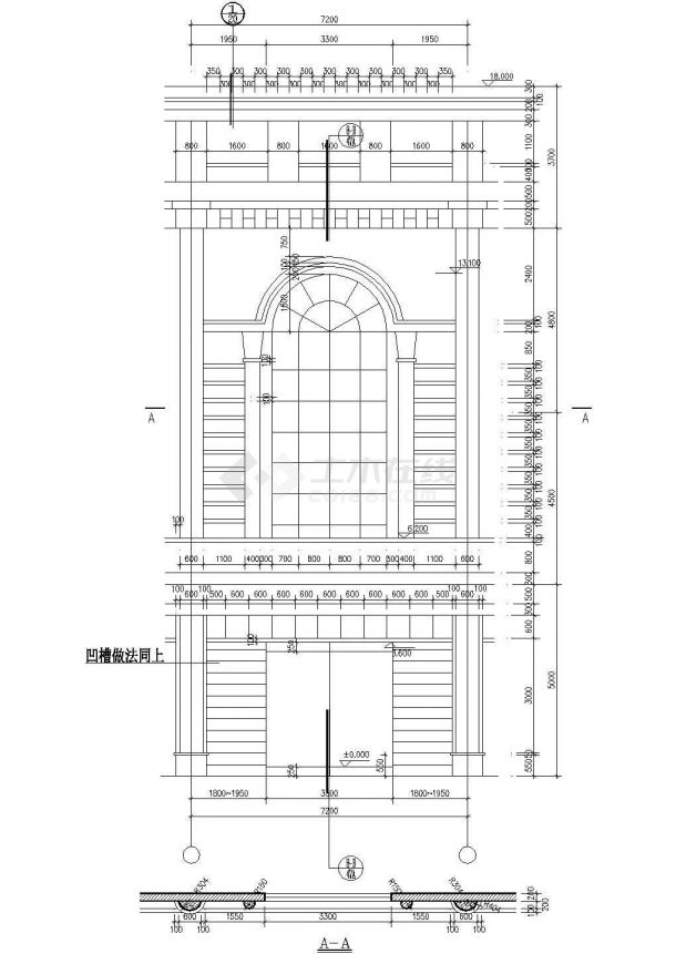 外墙窗立面装饰大样2CAD施工图设计-图一