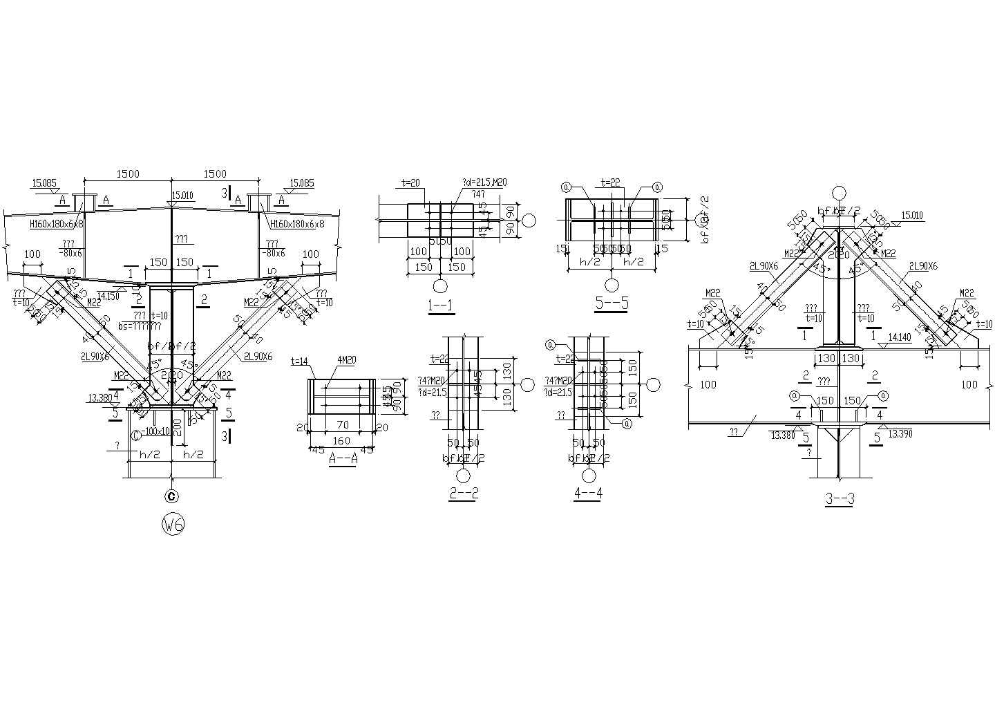 托梁节点构造详图(4)CAD施工图设计
