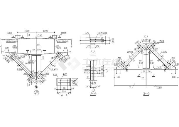 托梁节点构造详图(1)CAD施工图设计-图一