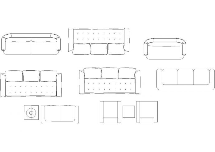 沙发椅子平面图-2CAD施工图设计_图1