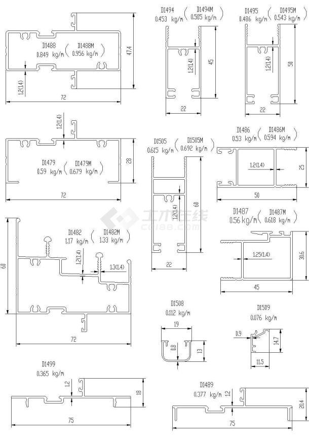 铝合金门窗图2000a2cad施工图设计