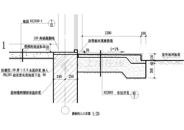 楼梯间入口详图CAD施工图设计-图一