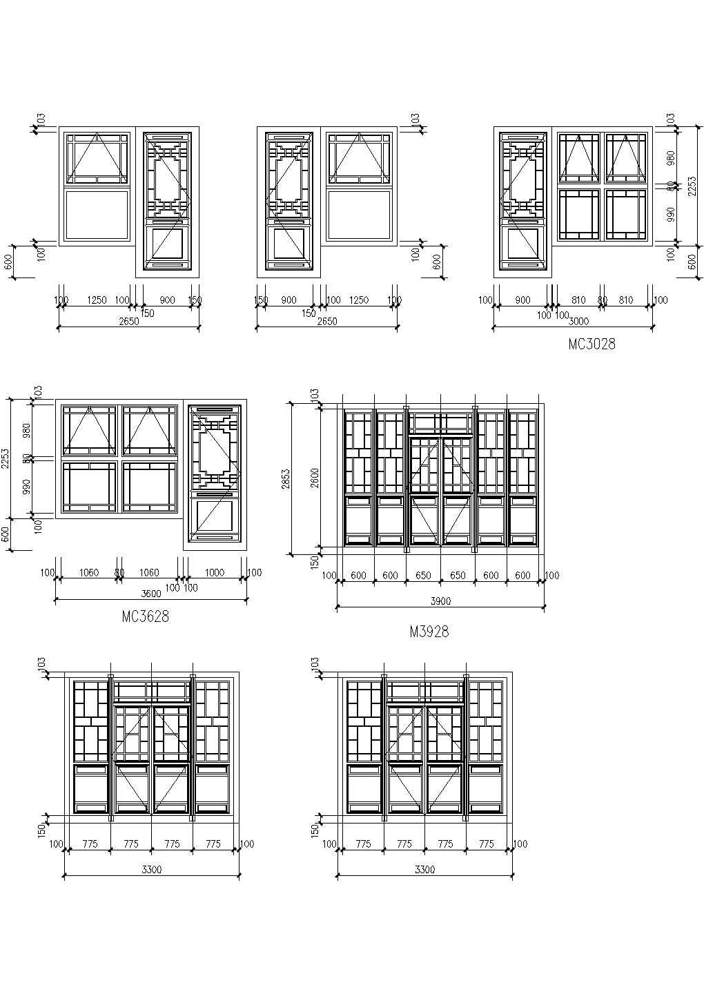 （经典仿古建筑）常用门窗图2CAD施工图设计