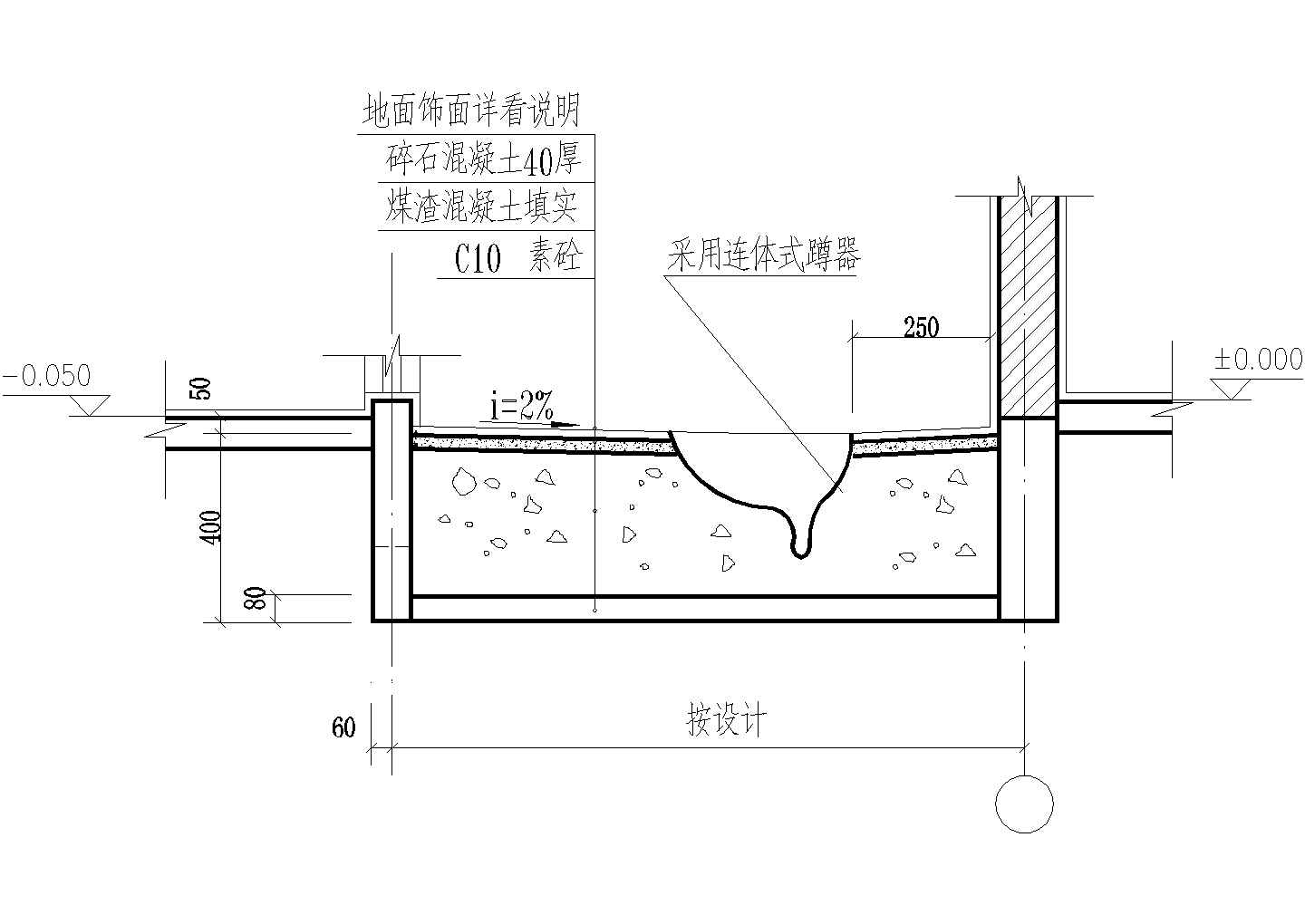 蹲器(地下)CAD施工图设计