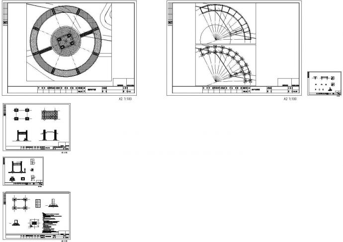 景观亭、亲水平台CAD施工图_图1