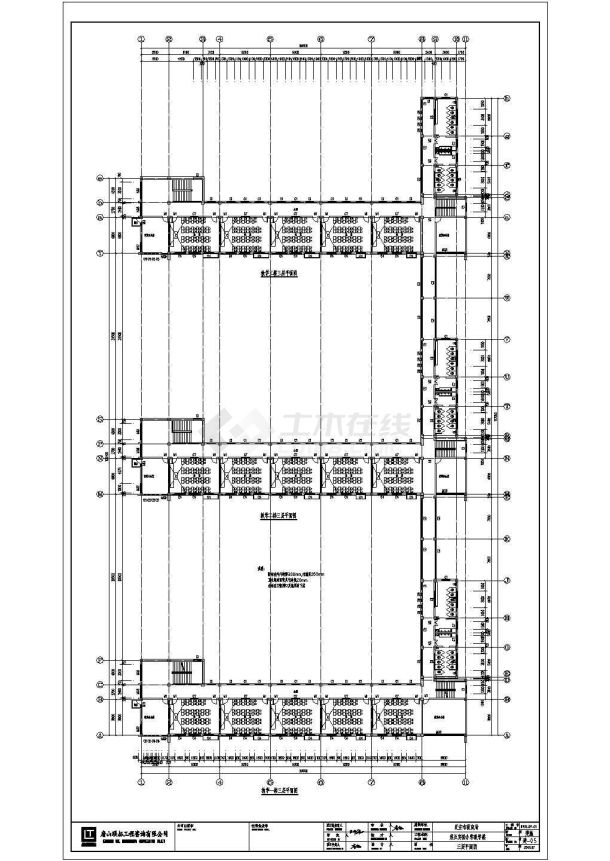 某实验中学四层框架结构教学楼建筑设计cad图纸,其中包含:各层平面图