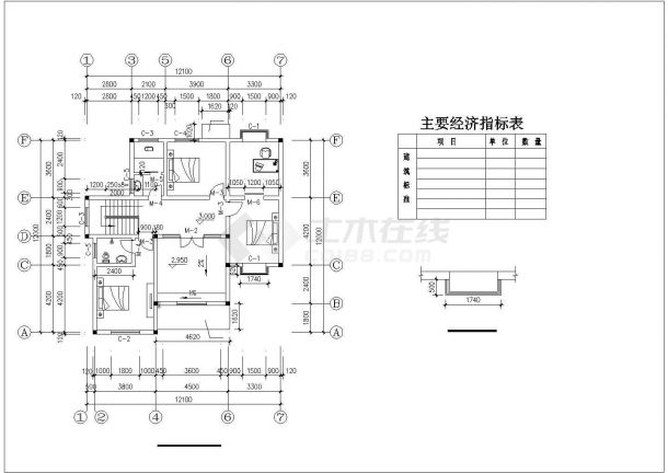 舟山市某村镇210平米2层混合结构乡村住宅楼建筑设计CAD图纸-图二