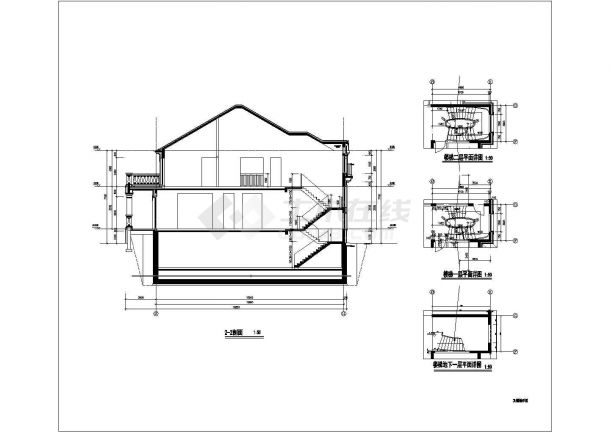 640平米2+1层短支剪力墙结构豪华住宅楼建筑设计CAD图纸-图二