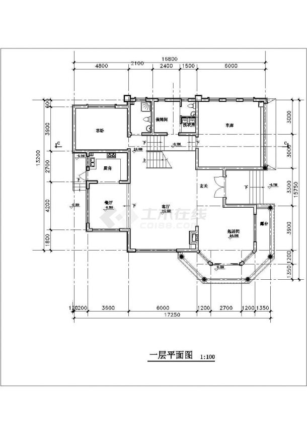 上海某郊区精品别墅楼全套施工图（含各层平面图）-图一