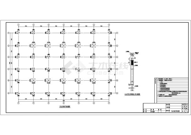 某6层商场钢框架结构全套施工设计cad图纸-图一
