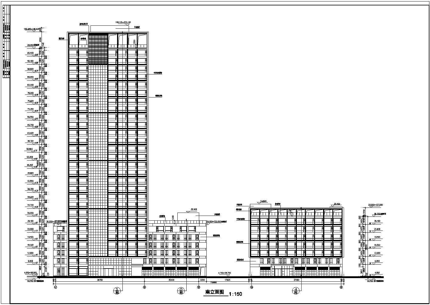 某29层高层现代风格办公建筑施工设计cad图