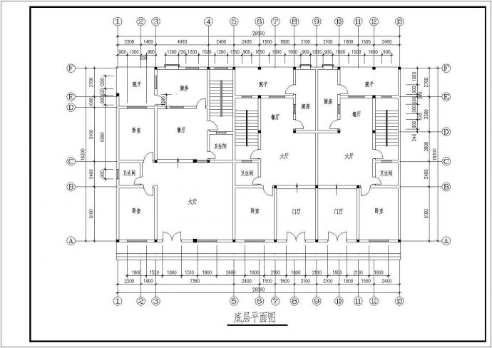 上海某地商场多层商住楼全套施工设计cad图纸_图1