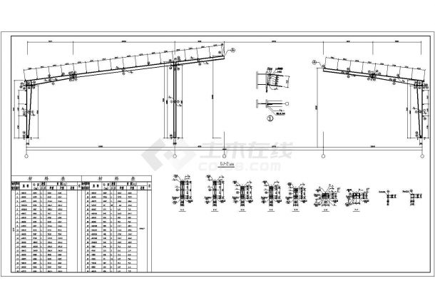 某地大型4853.4平米钢结构单层工业厂房建筑施工设图-图一