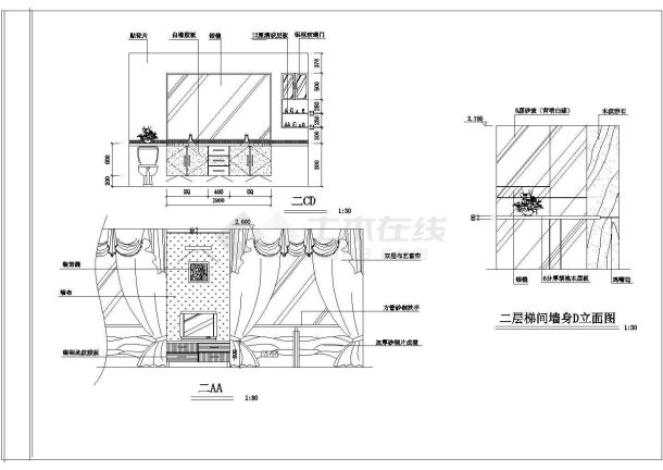 俄罗斯风格别墅楼全套装修施工设计cad图-图一