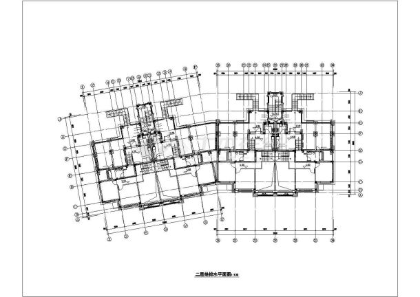 3层框架结构双户组合式别墅全套给排水设计CAD图纸（6套方案）-图二