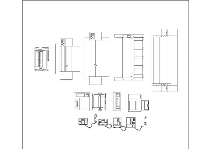 某办公打印设备CAD平立面构造节点图纸_图1