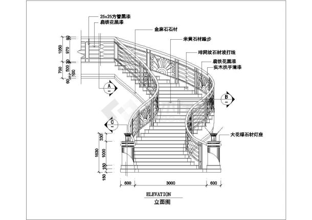 某住宅小区CAD完整节点构造设计立面图-图一