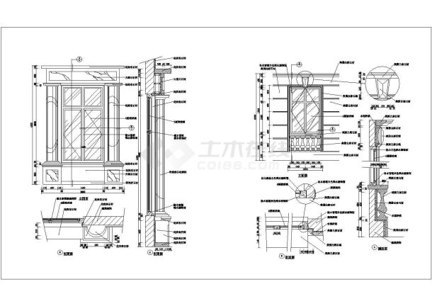 某西式窗CAD平立剖设计大样图-图一