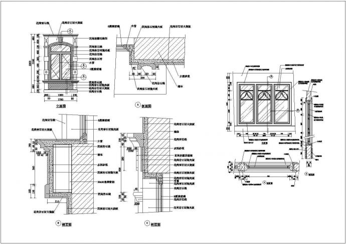 某西式窗CAD平立剖面设计全套图_图1