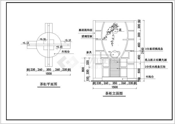某金壶春茶艺店装修CAD平面构造设计施工图-图二