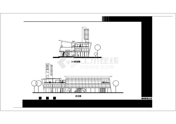 某三层生态湖滨茶馆CAD室内设计完整方案图-图二