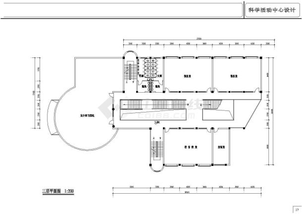 某中学科学活动中心方案设计CAD施工平面大样图-图一