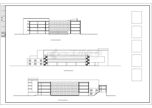 某高校图书馆CAD完整平立面设计方案-图二