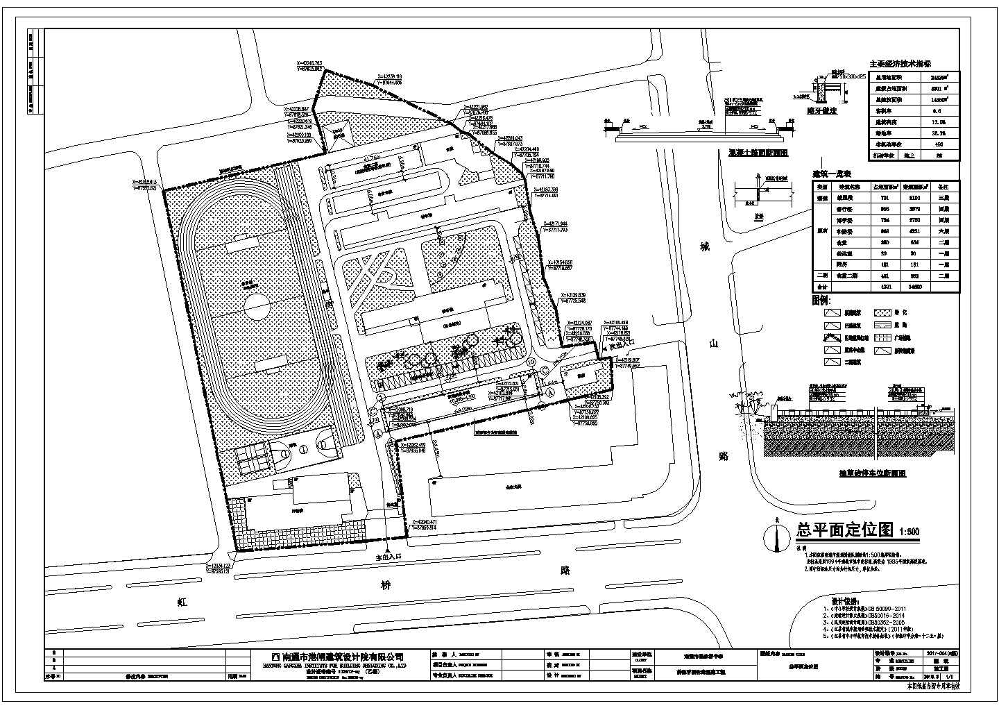 某易家桥中学前教学楼拆除重建工程CAD总图规划核面积修定位图道路范围路