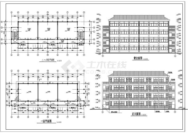 某教学楼建筑CAD完整平面构造设计施工图-图二