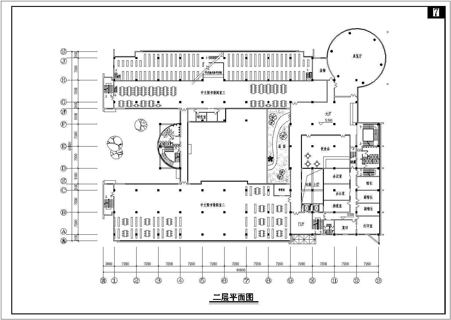 某四川农大图书馆CAD建筑构造设计图纸