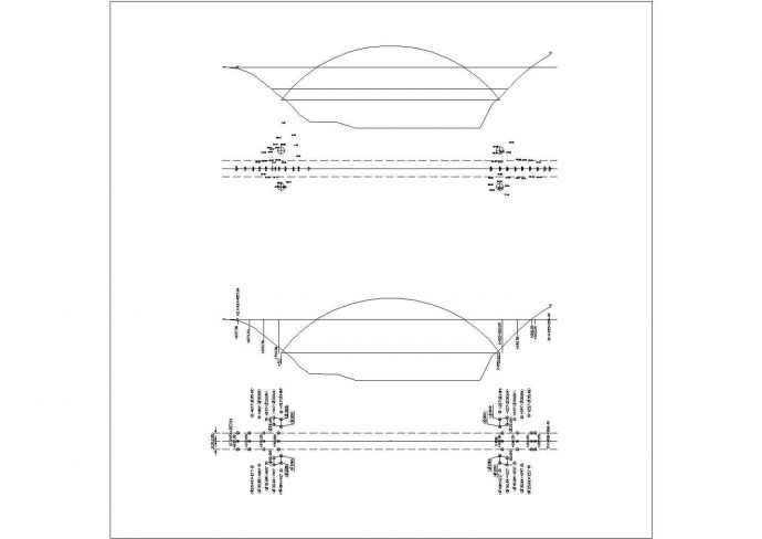 某钢管混凝土拱桥CAD平立剖构造设计详图_图1