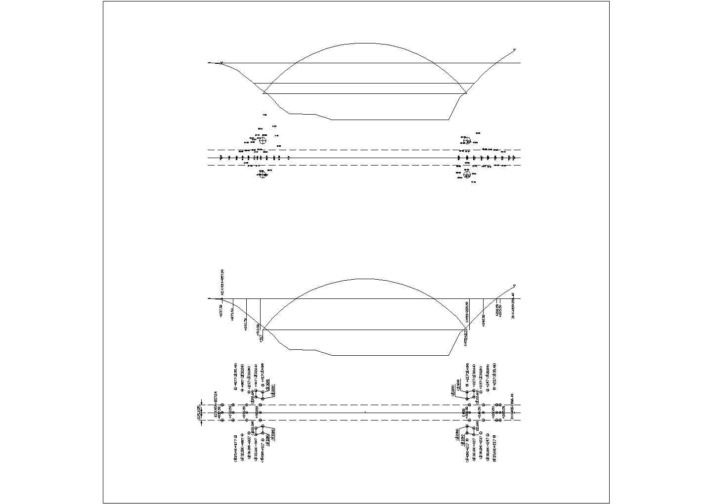 某钢管混凝土拱桥CAD平立剖构造设计详图