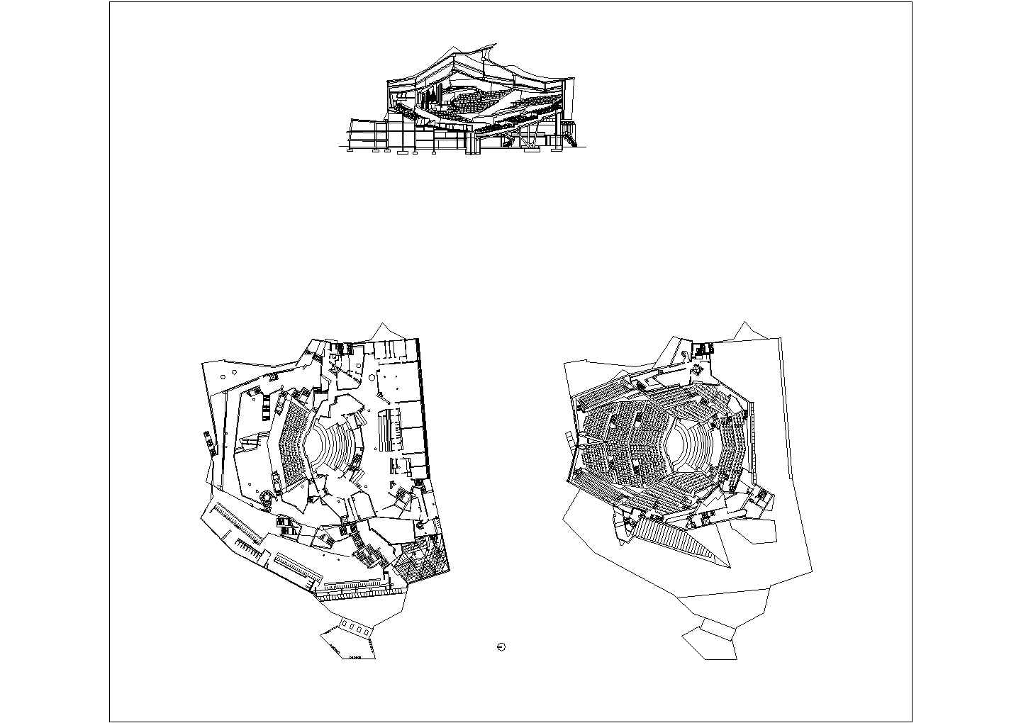 某柏林爱乐音乐厅CAD完整平面构造图纸