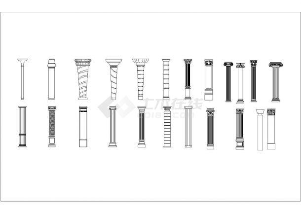 某欧式柱子CAD大样详细设计立面图-图一