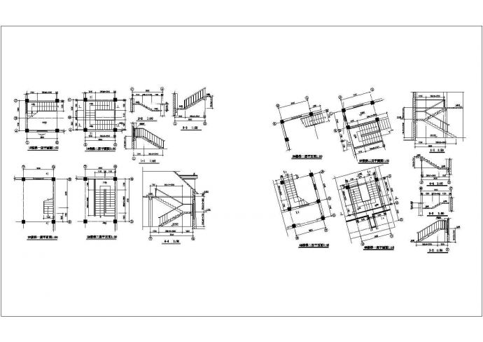 某影楼礼品店楼梯CAD施工平立剖构造图_图1