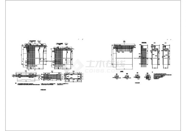 某长江路大桥CAD施工图全套桁架拱桥墩身钢筋构造图-图一