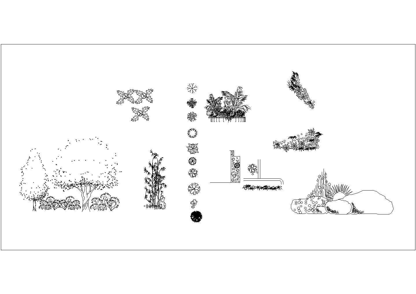 某植物景观CAD完整详细立面图库平面图块