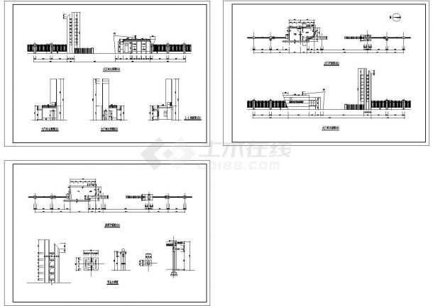 某公安局戒毒所大门设计cad全套建筑施工图（甲级院设计）-图一