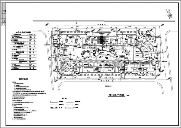 规划建设用地净面积24650.7平米居住小区绿化总平面图-图一