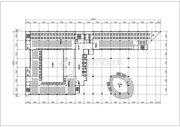 某学院校区总体CAD设计完整构造规划线图-图一