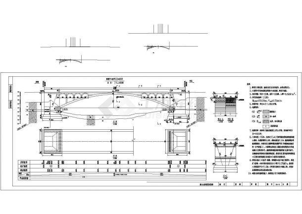 矮山大桥1-55m悬链线空腹钢筋混凝土拱桥建筑结构图【23个CAD 2个DOC】-图一