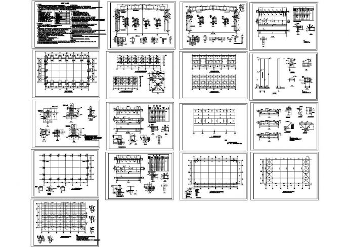 38x21m 单层钢制品厂钢结构车间结构施工全图（含设计说明）_图1